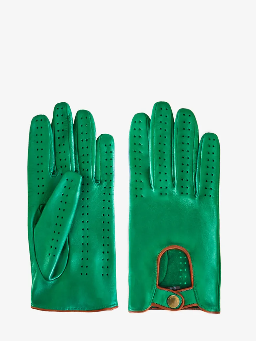 Racing Gloves Women - Green / Light Brown