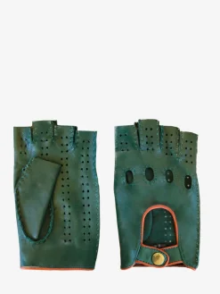 Racing Mittens Women - Dark Green / Light Brown